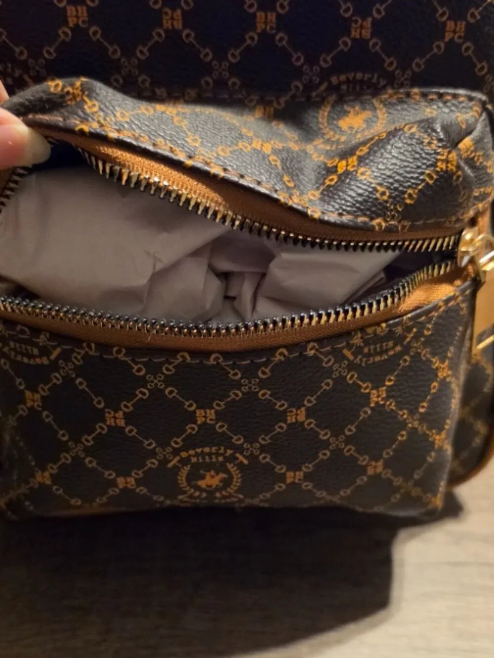 Brown Patterned Backpack – Beverly Hills Polo Club